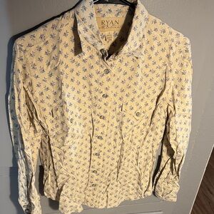 Ryan Women's Yellow Floral Button Down Shirt